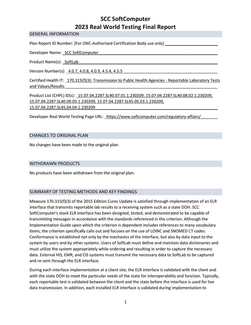 2023 Real World Testing Final Report preview page 1