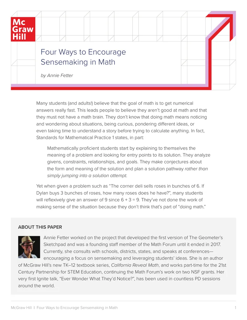 Four Strategies to Enhance Mathematical Sensemaking preview page 1
