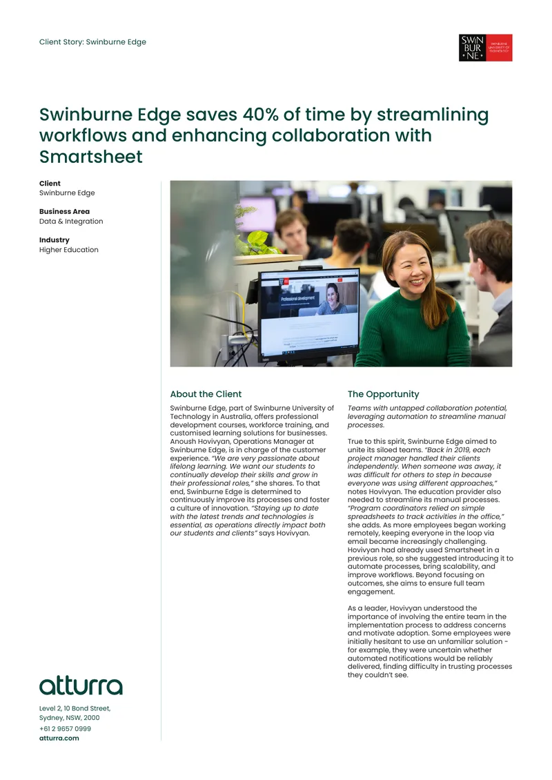 Swinburne Edge Workflow Improvement Case Study preview page 1