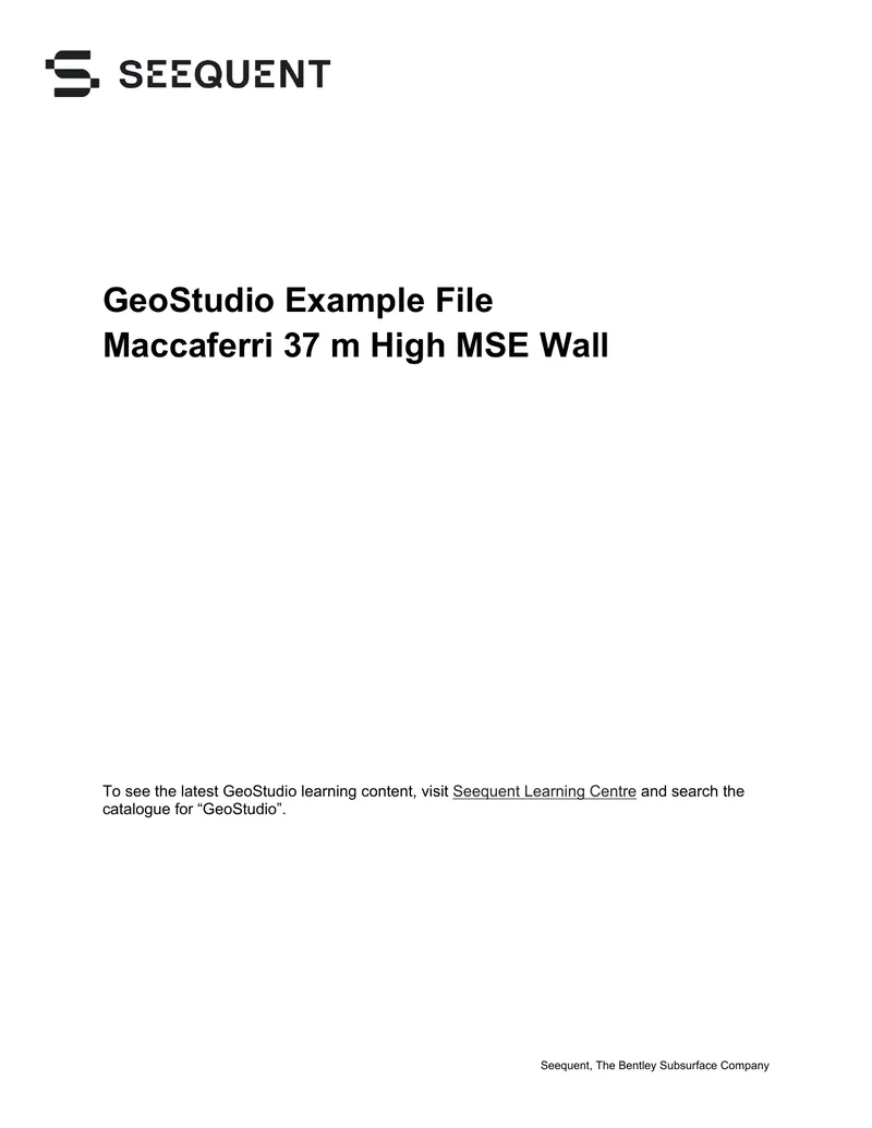 GeoStudio Example of Maccaferri 37 m High MSE Wall preview page 1