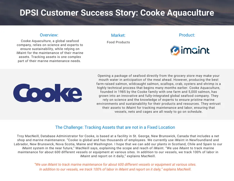 Cooke Aquaculture Maintenance Management Case Study preview page 1