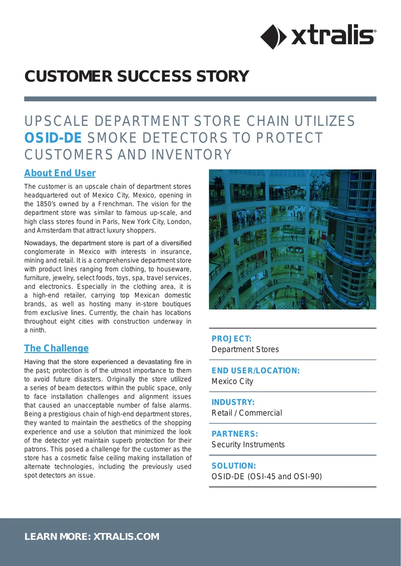 Department Store Chain Implements OSID-DE Smoke Detectors preview page 1