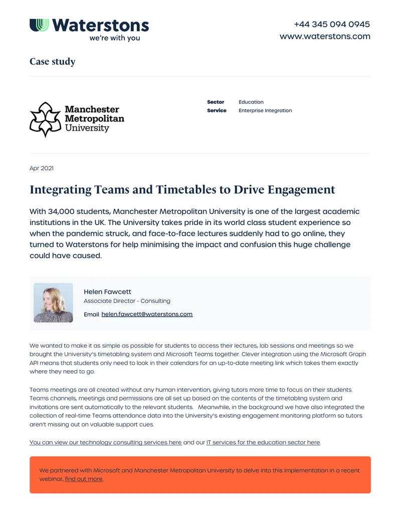 Integrating Teams and Timetables to Drive Engagement preview page 1