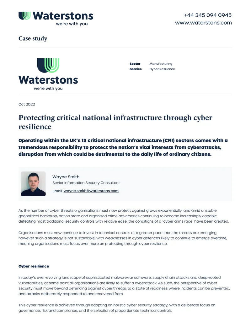 Cyber Resilience Strategy for Critical Infrastructure preview page 1