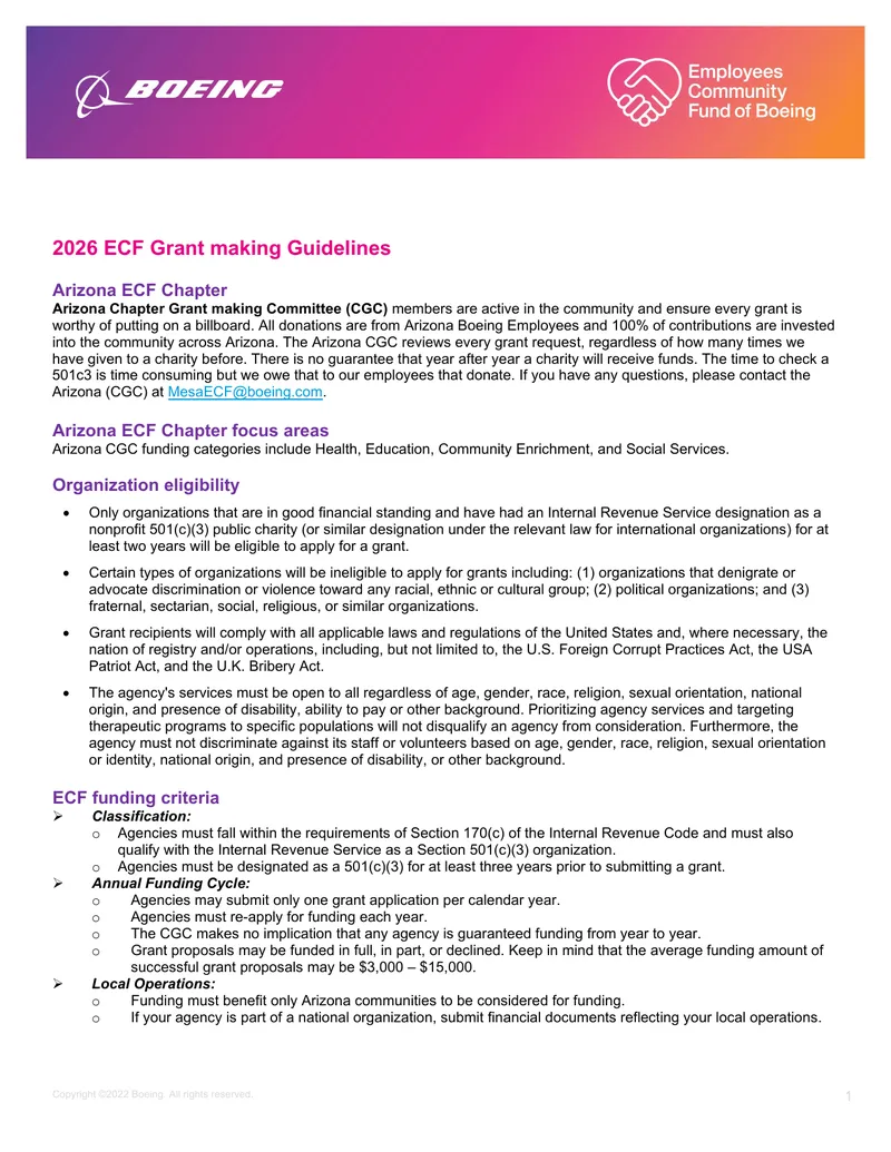 2026 ECF Grant Making Guidelines preview page 1