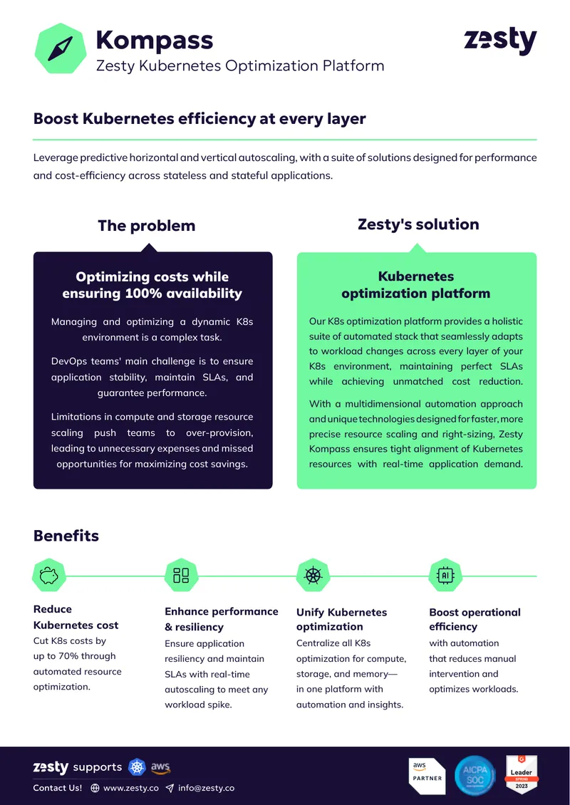Zesty Kubernetes Optimization Platform Overview preview page 1