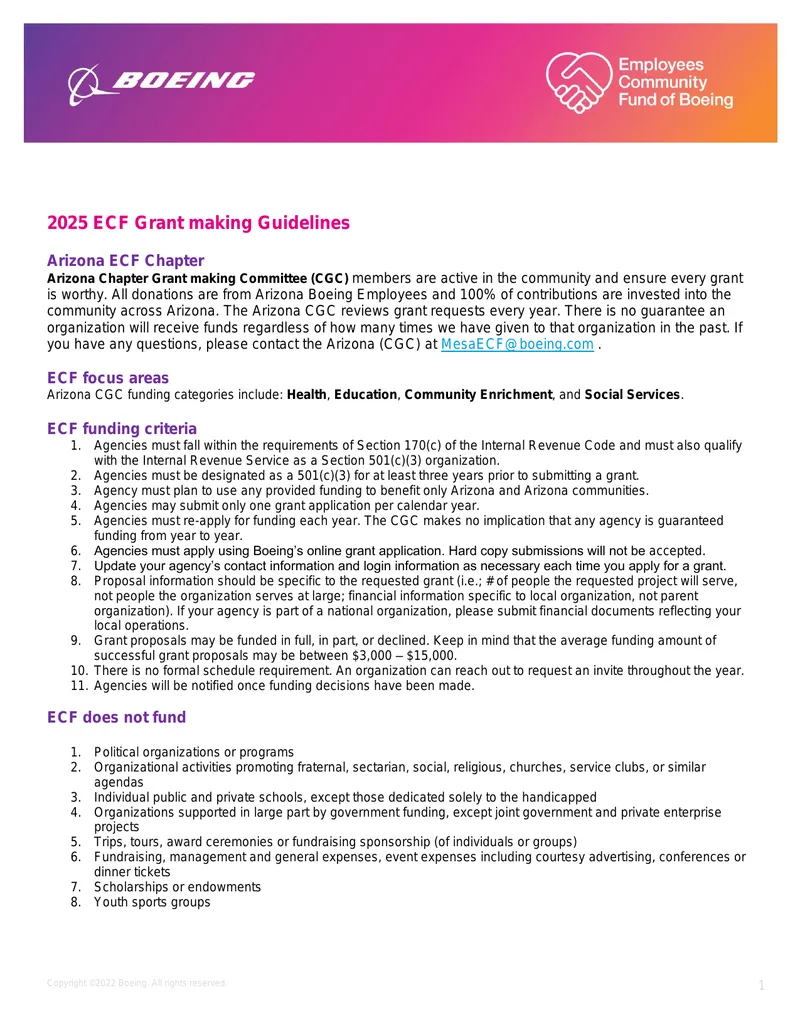 2025 ECF Grant Making Guidelines preview page 1