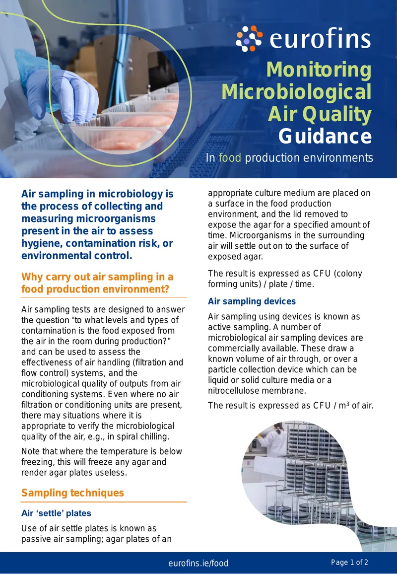 Microbiological Air Quality Monitoring in Food Production preview page 1