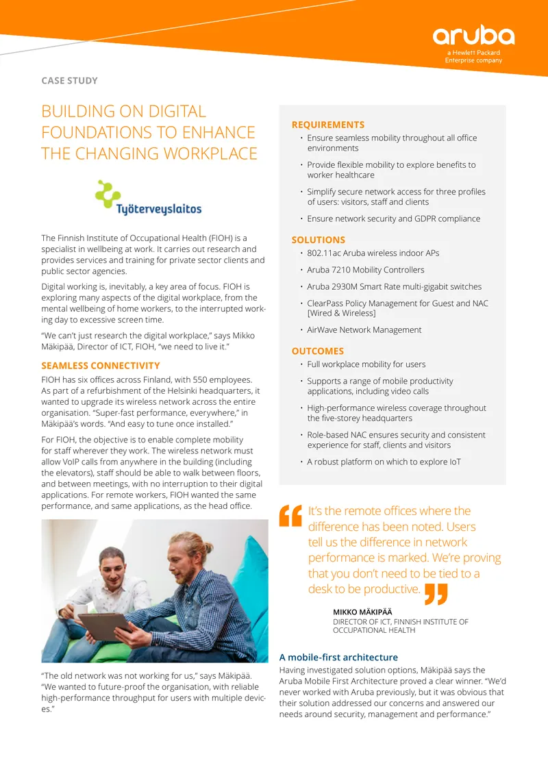 Case Study on Workplace Mobility at FIOH preview page 1