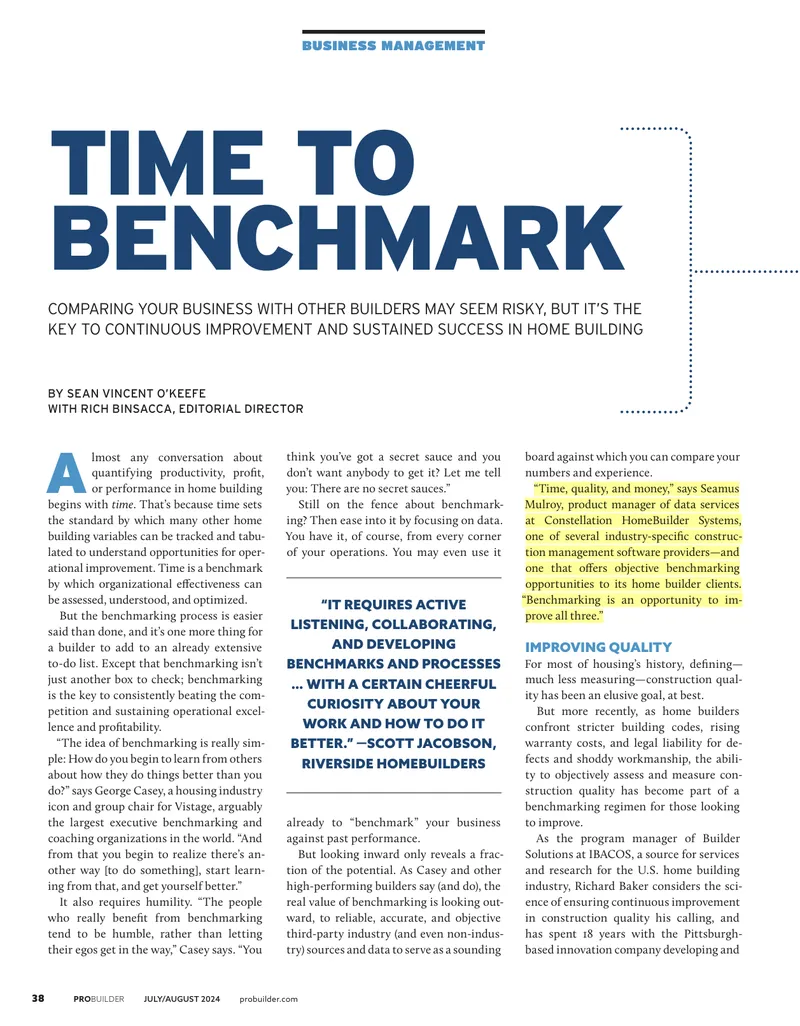 Benchmarking for Continuous Improvement in Home Building preview page 1