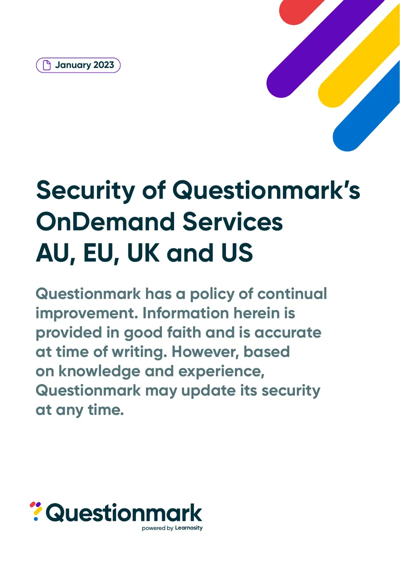 Security Framework for Questionmark OnDemand Services preview page 1