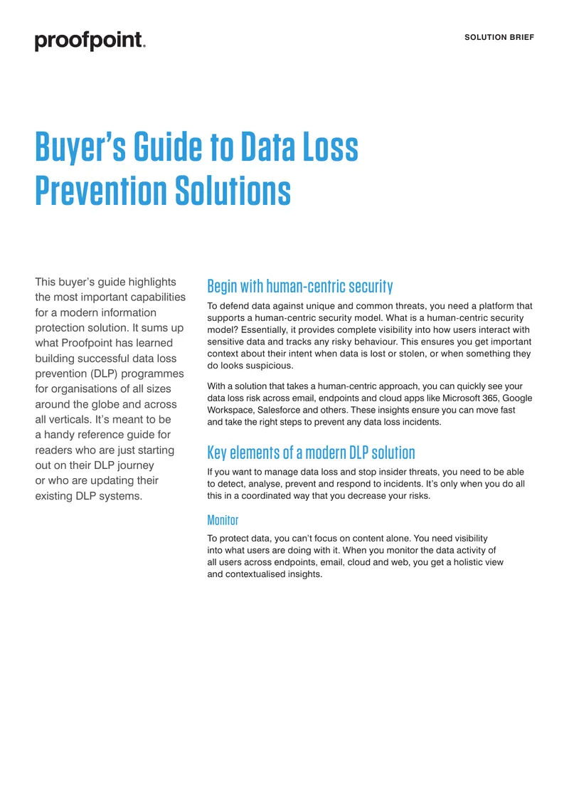 Buyer’s Guide to Data Loss Prevention Solutions preview page 1