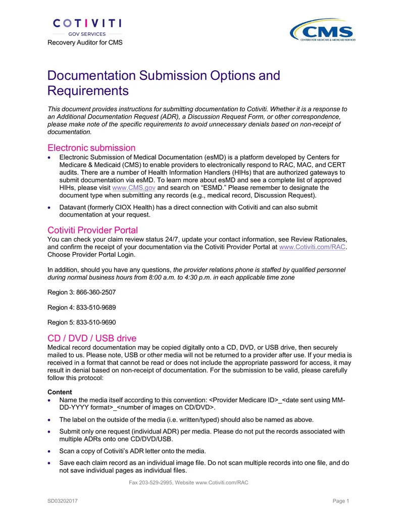 Documentation Submission Options and Requirements preview page 1