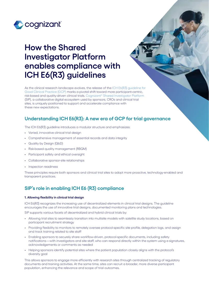 Compliance with ICH E6(R3) Guidelines Using SIP preview page 1