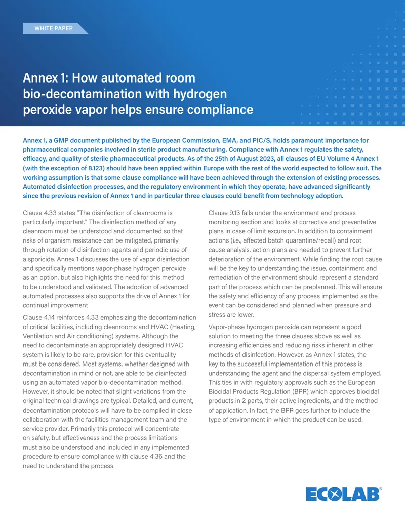 Automated Bio-Decontamination Compliance with Annex 1 preview page 1