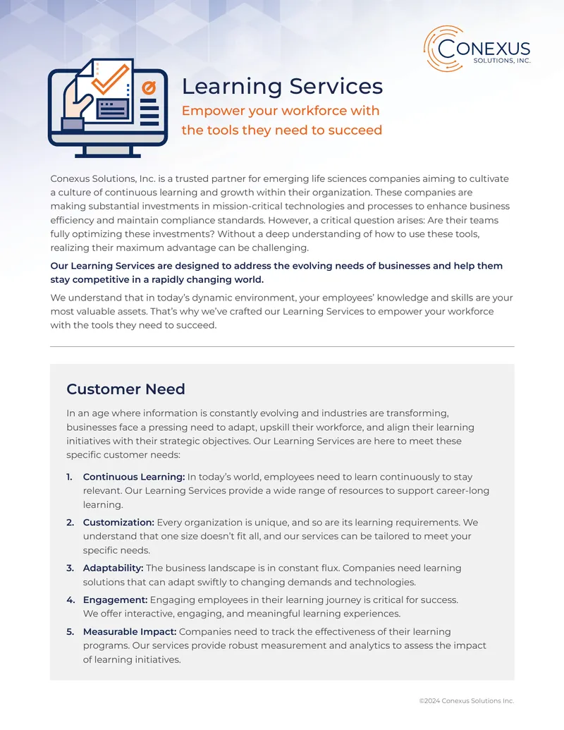 Learning Services for Workforce Development preview page 1