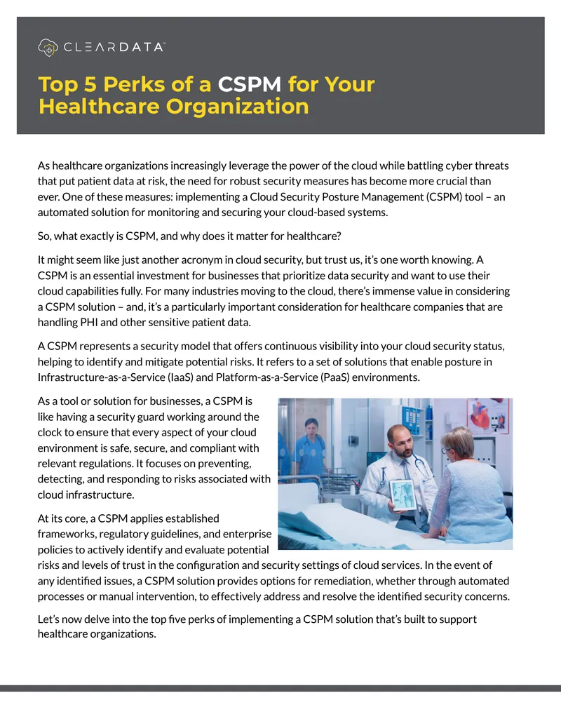 Top Benefits of Cloud Security Posture Management for Healthcare preview page 1