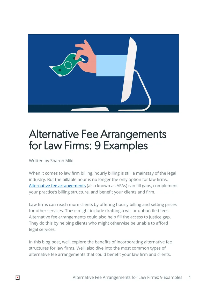 Alternative Fee Arrangements for Law Firms preview page 1