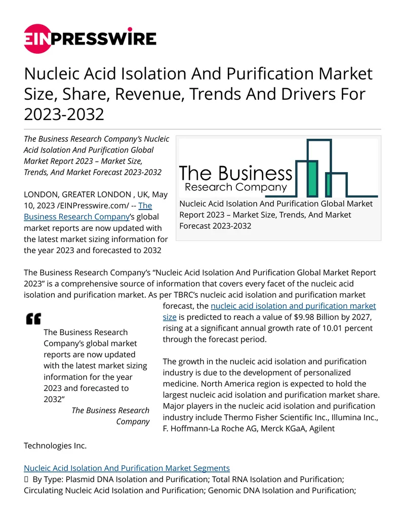 Nucleic Acid Isolation And Purification Global Market Report 2023 preview page 1