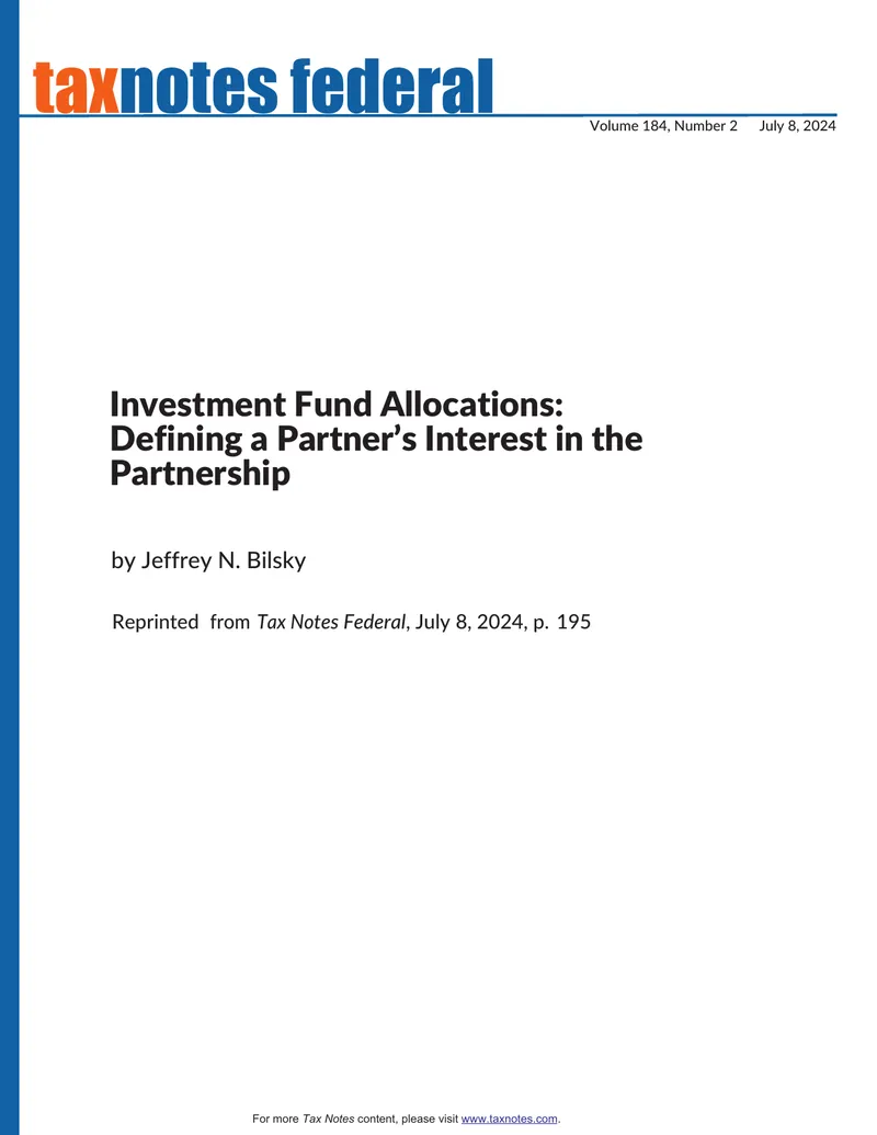 Investment Fund Allocations and Partner Interests preview page 1