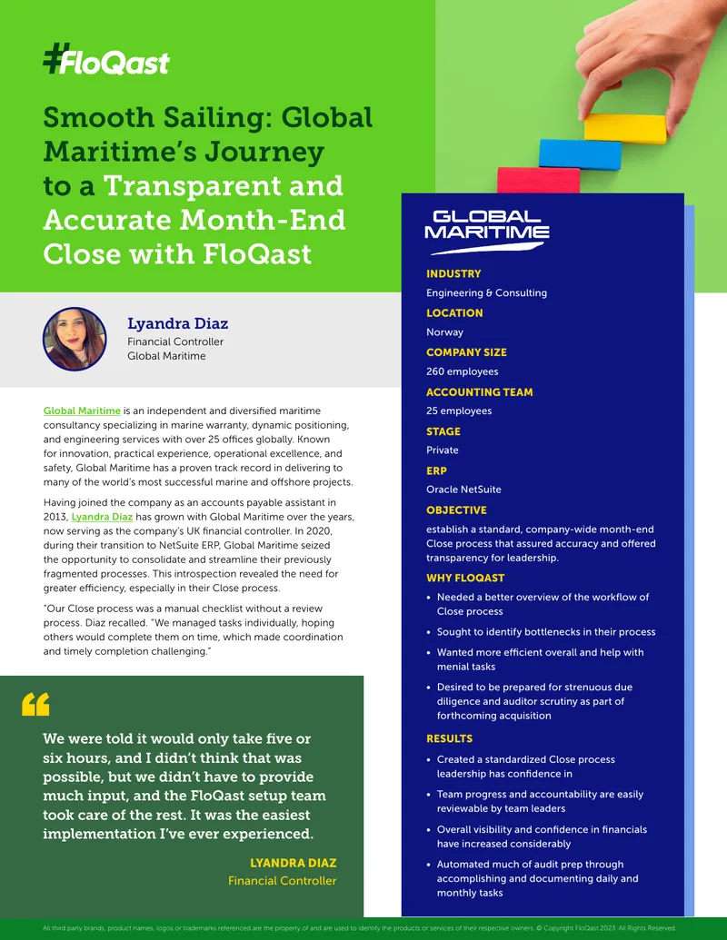 Global Maritime's Implementation of FloQast for Month-End Close preview page 1