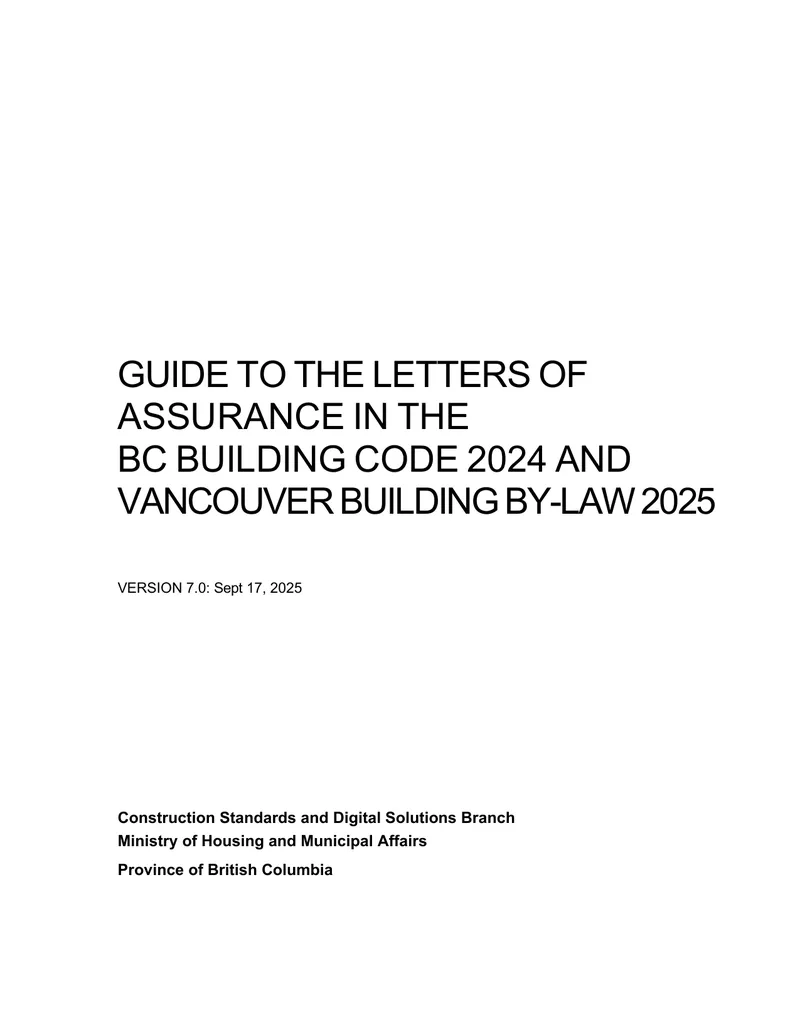 Guide to Letters of Assurance in BC Building Code preview page 1