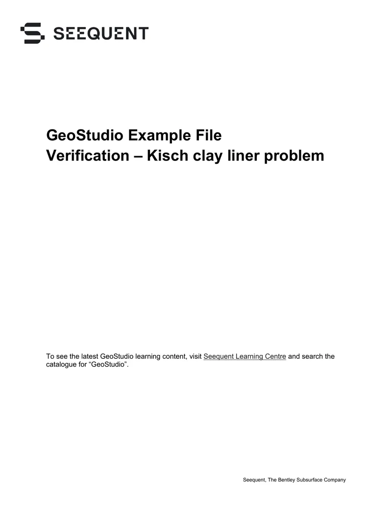 GeoStudio Example Verification of Kisch Clay Liner Problem preview page 1