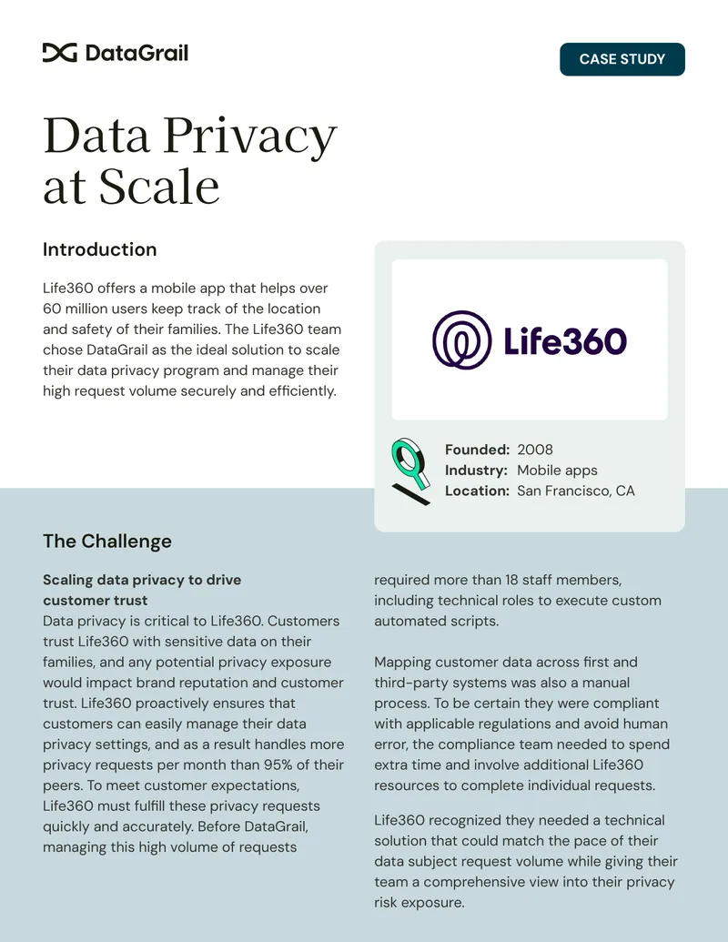 Data Privacy Management Case Study for Life360 preview page 1