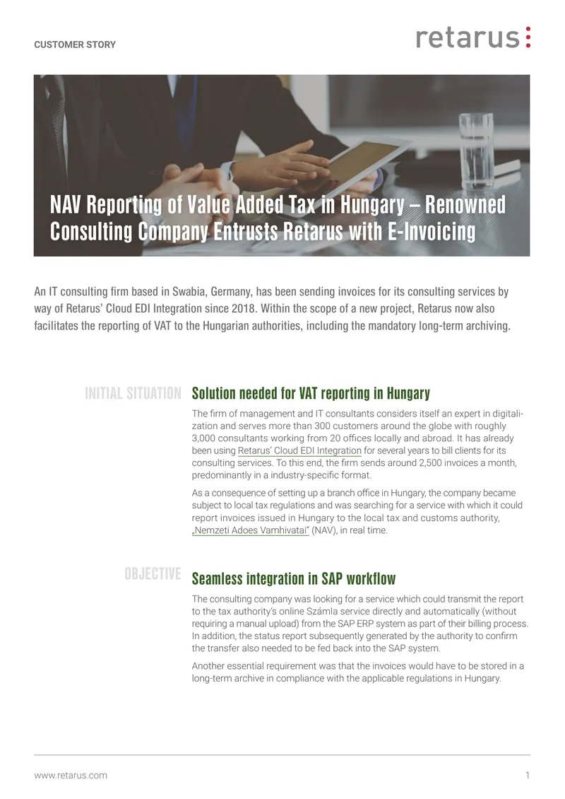 Cloud EDI Integration for VAT Reporting in Hungary preview page 1
