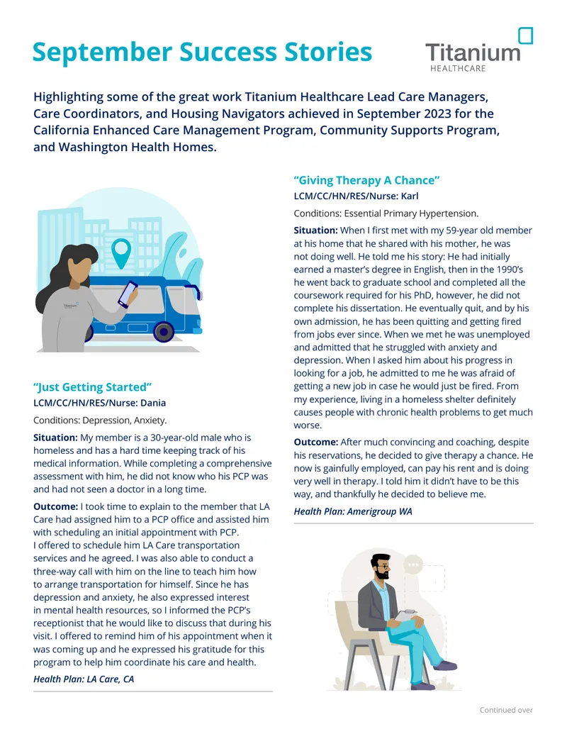 Care Coordination Success Stories for Health Plans preview page 1