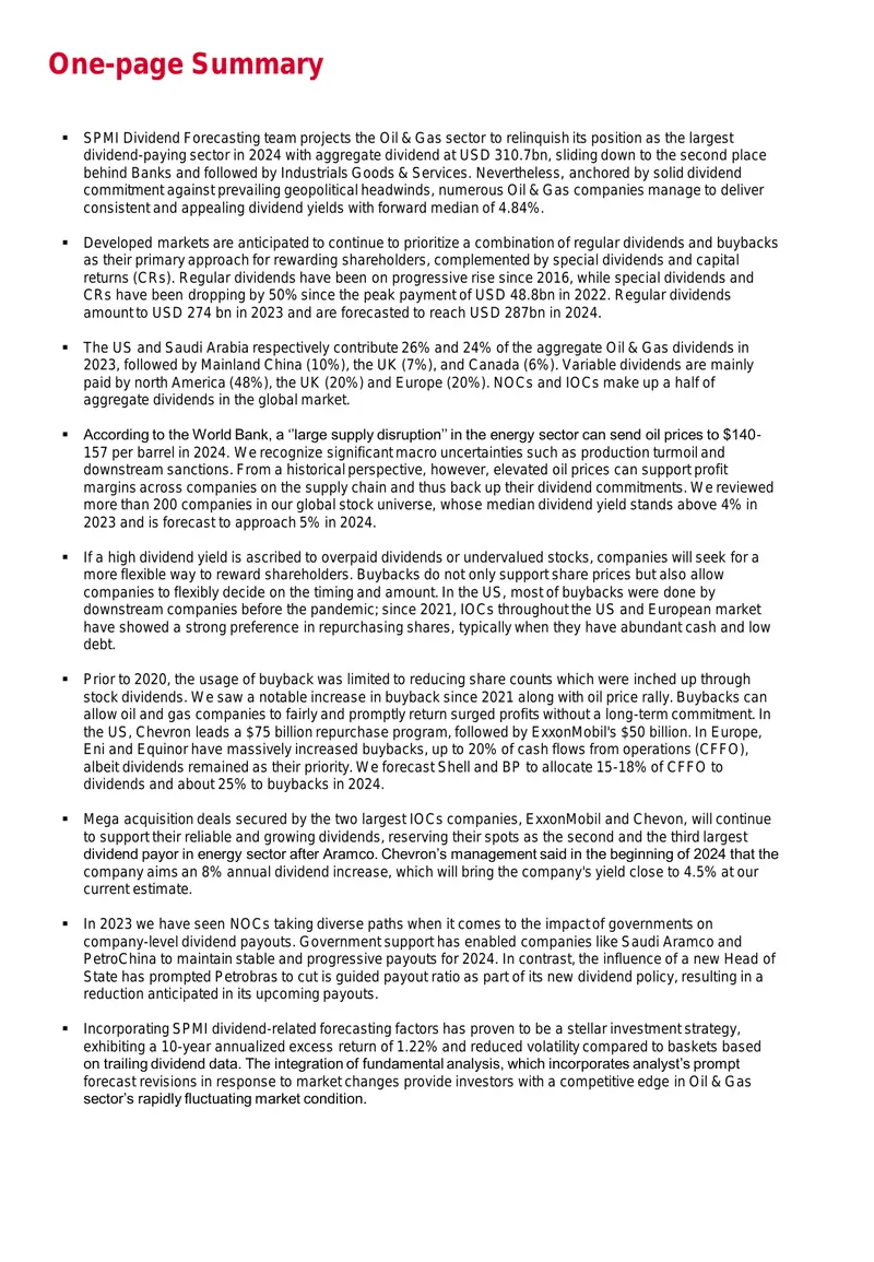 Global Oil and Gas Dividend Forecast Report preview page 1