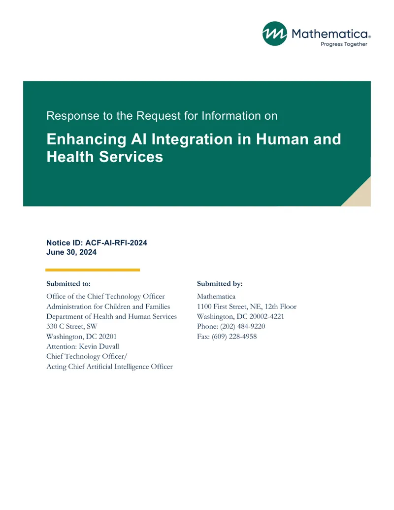Response to Request for Information on AI Integration preview page 1