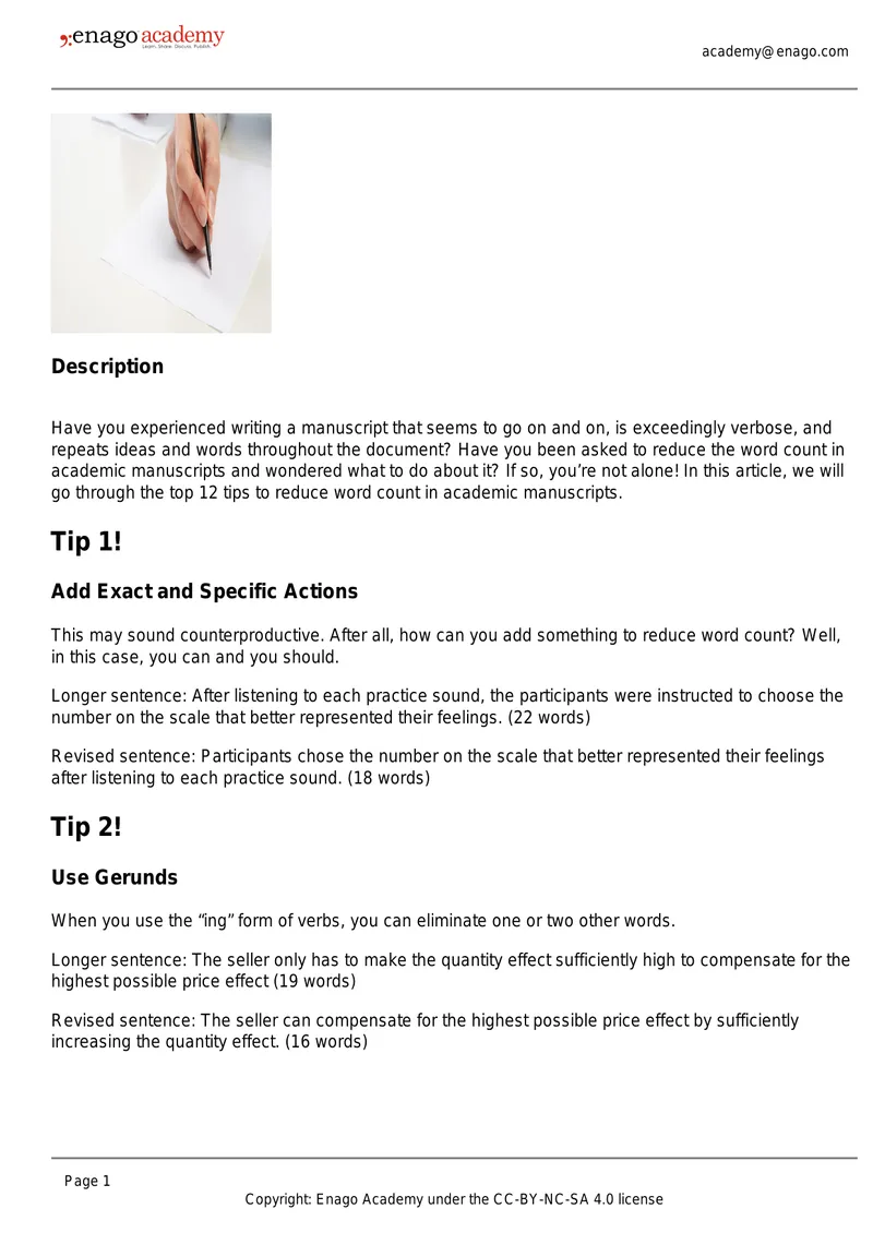 Tips for Reducing Word Count in Academic Manuscripts preview page 1