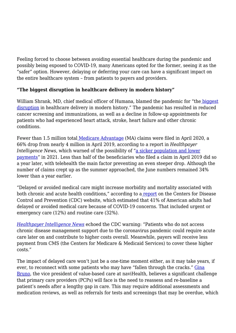 Impact of COVID-19 on Healthcare Delivery and Access preview page 1