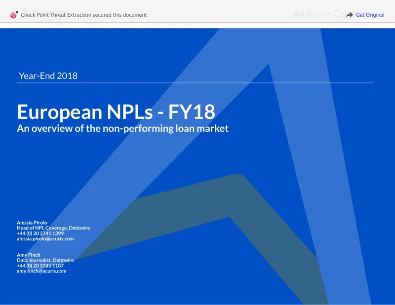 European Non-Performing Loans Market Report FY18 preview page 1