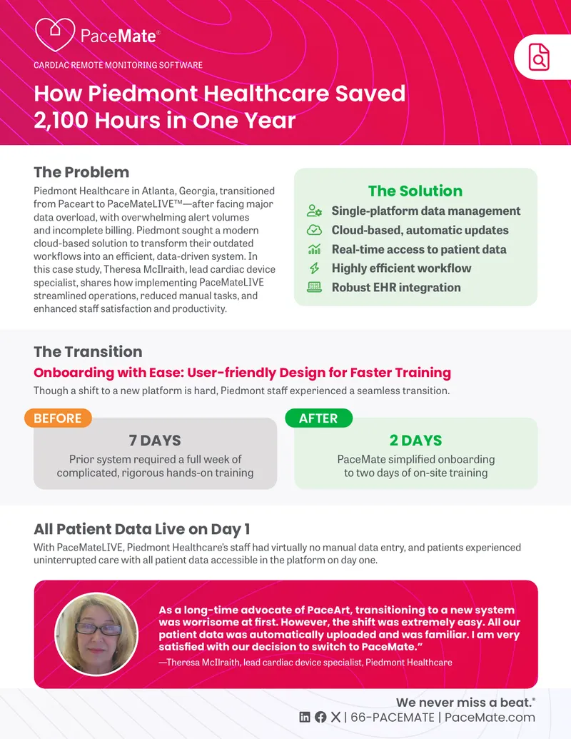 Piedmont Healthcare Transition to PaceMateLIVE Case Study preview page 1