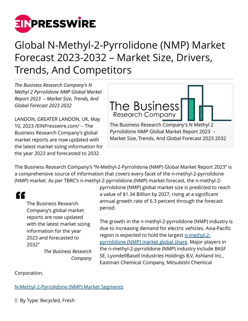 N-Methyl-2-Pyrrolidone Global Market Report 2023 preview page 1