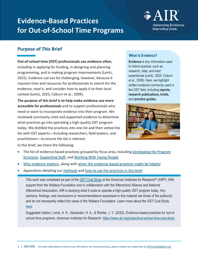 Evidence-Based Practices for Out-of-School Time Programs preview page 1