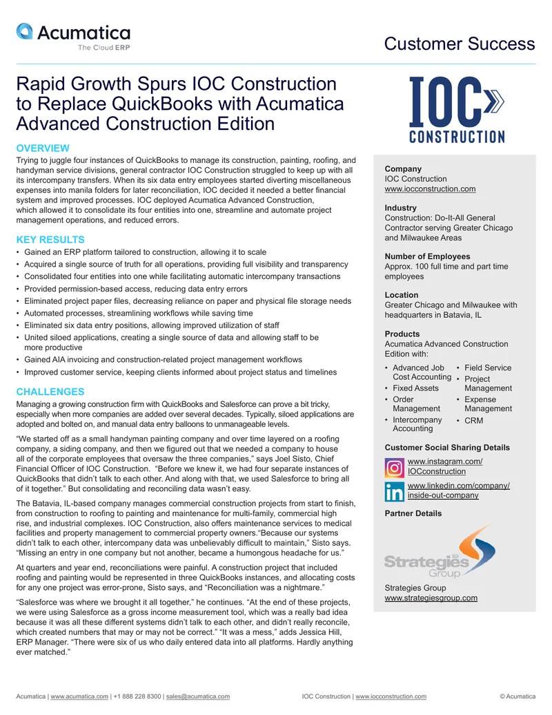 Rapid Growth Spurs IOC Construction to Replace QuickBooks preview page 1