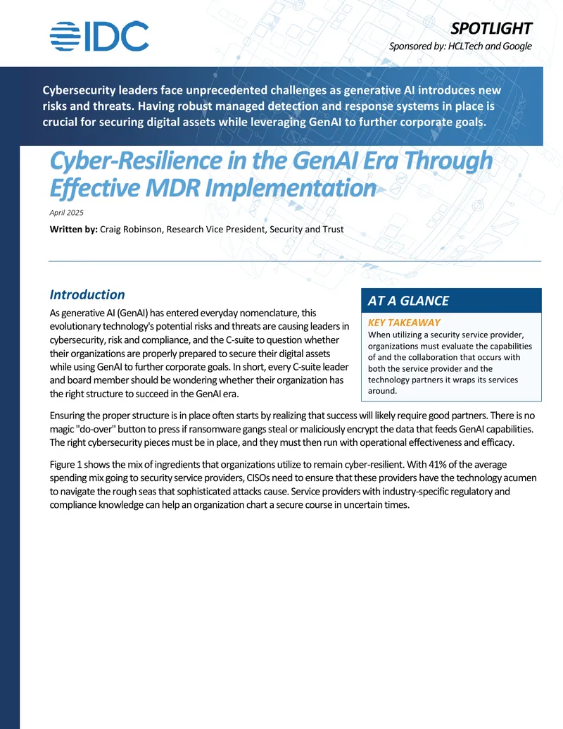 Cyber-Resilience in the GenAI Era Through Effective MDR Implementation preview page 1