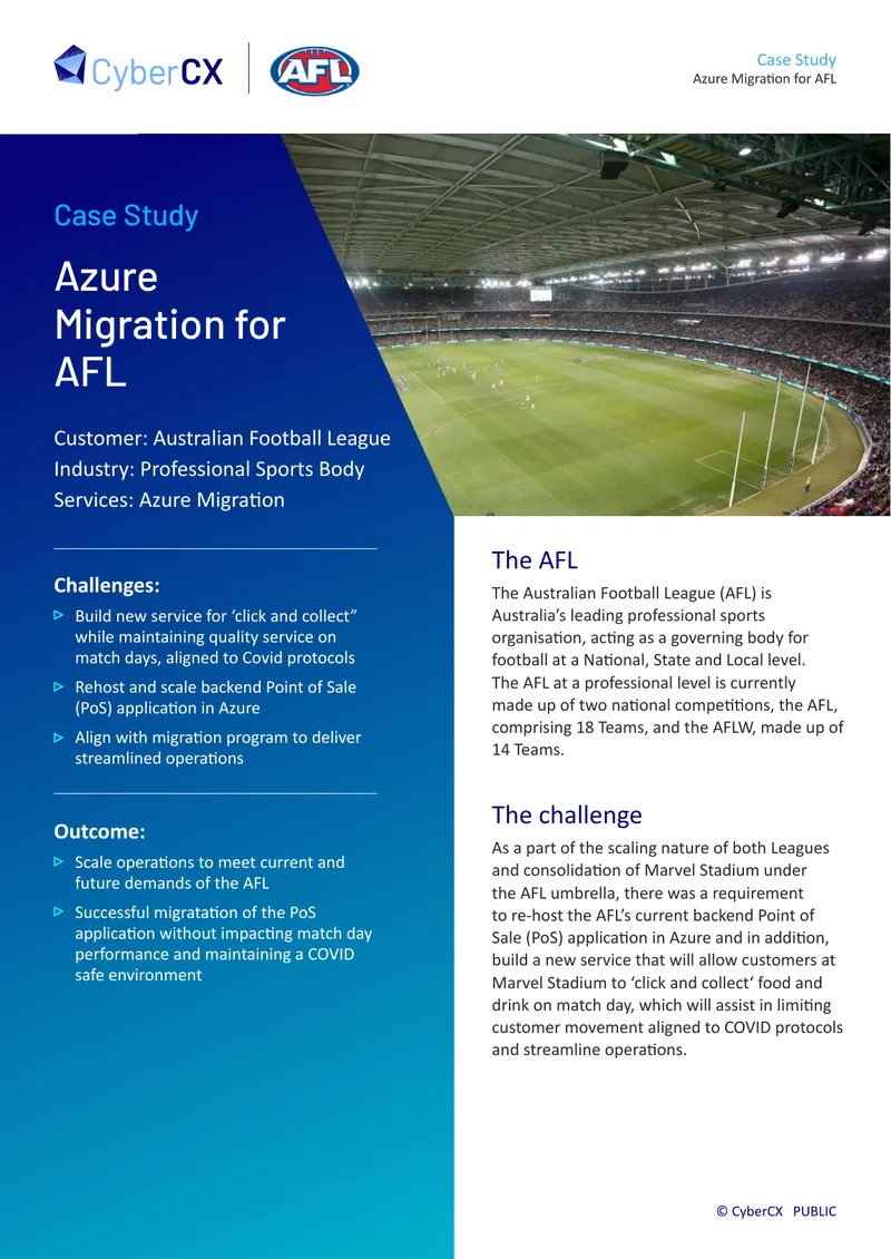 Azure Migration Case Study for Australian Football League preview page 1