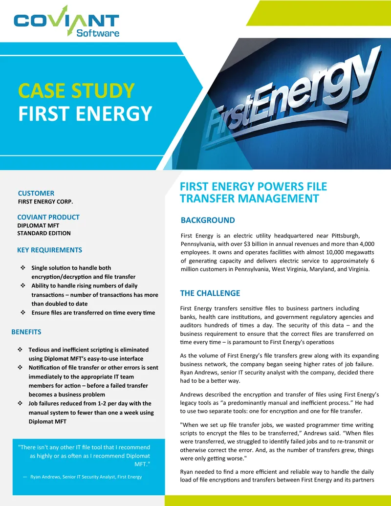 First Energy Case Study on File Transfer Management preview page 1