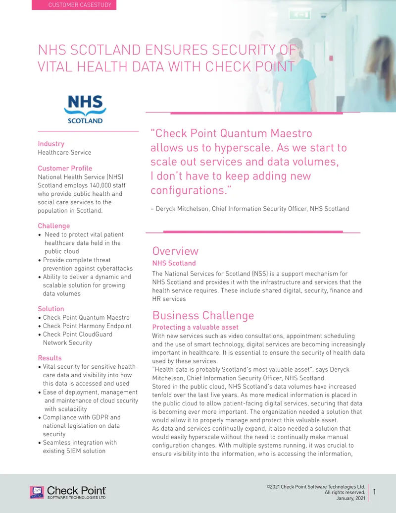 NHS Scotland Case Study on Healthcare Data Security preview page 1