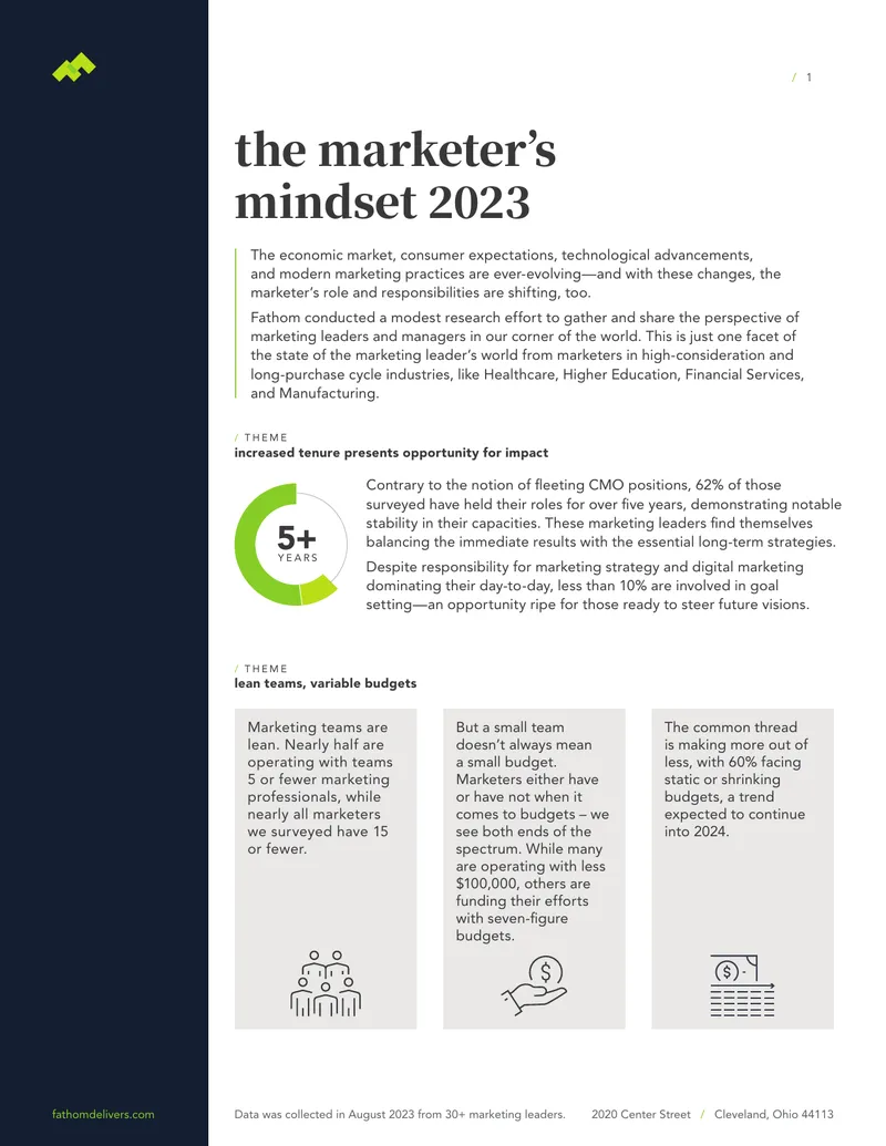 Marketer's Mindset Research Findings 2023 preview page 1