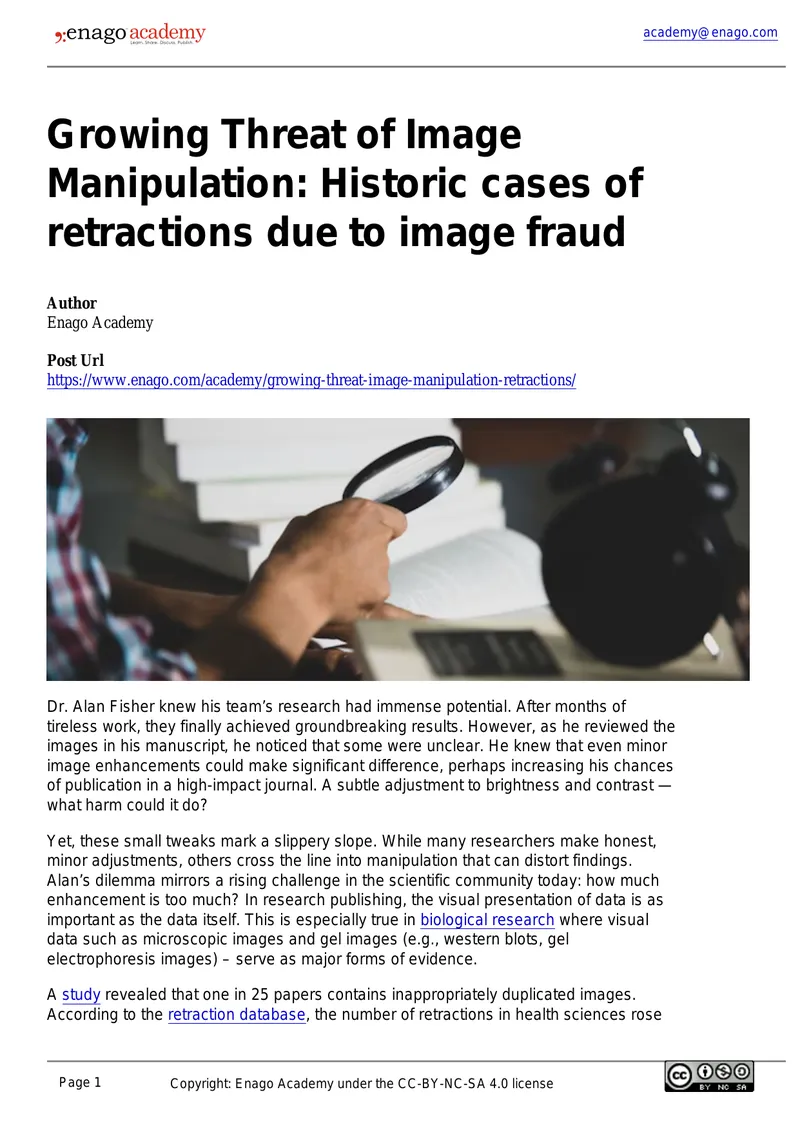 Growing Threat of Image Manipulation in Research preview page 1
