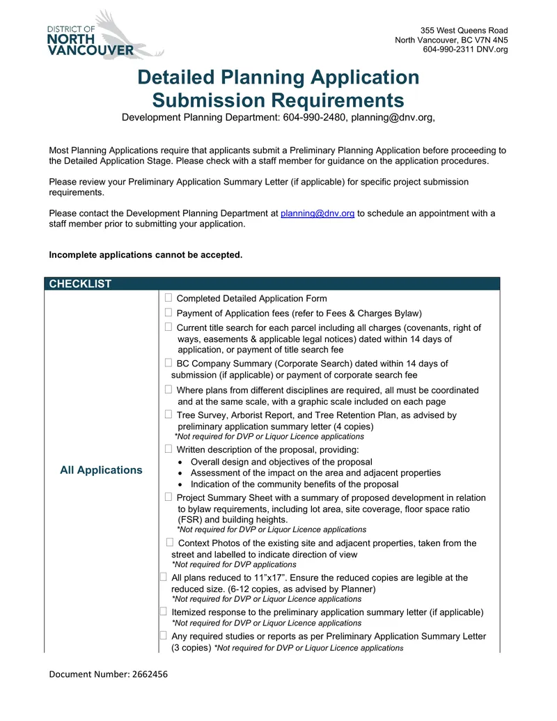 Detailed Planning Application Submission Requirements preview page 1