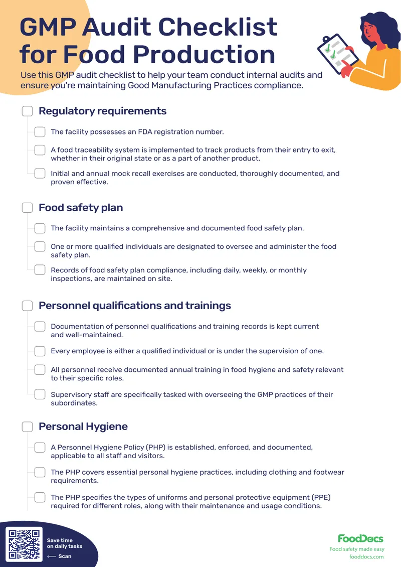 GMP Audit Checklist for Food Production preview page 1