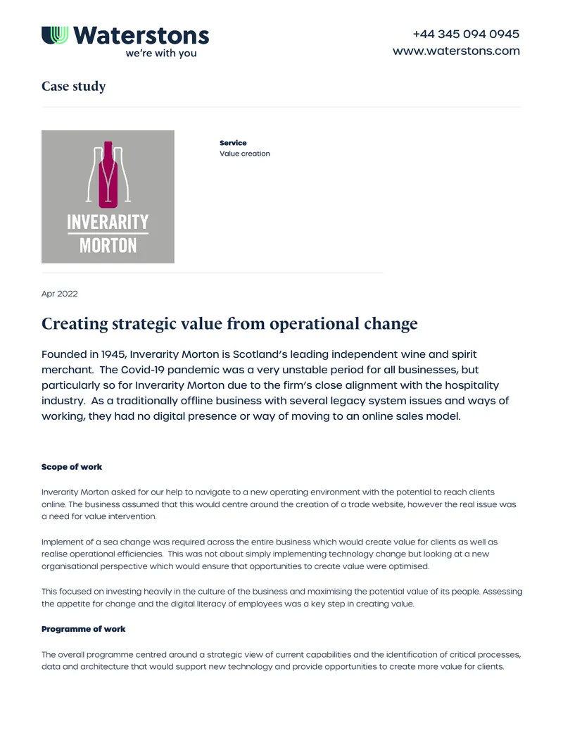 Creating Strategic Value from Operational Change preview page 1