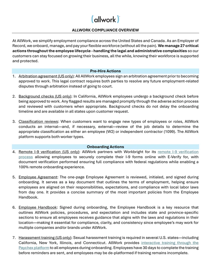 AllWork Employment Compliance Overview preview page 1