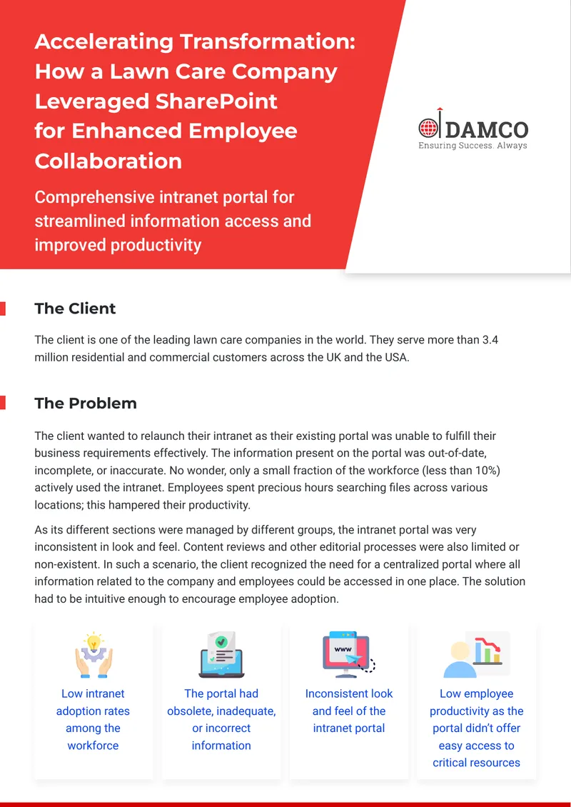 Lawn Care Company Intranet Portal Modernization preview page 1